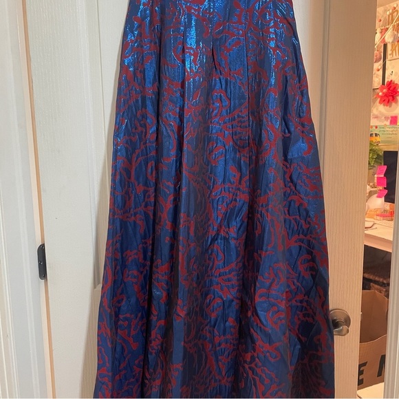 Anthropologie Maeve Pleated Shimmer Maxi Full Skirt Pleated Blue & Burgundy NEW - Picture 11 of 11